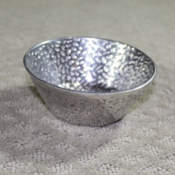 Handmade 5" Pewter Bowl with Imprinted Hammered Design - Picture 1 of 6